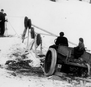The original rope tow at Woodstock Vermont 1934